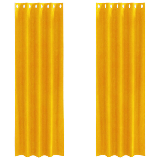 Vorhänge mit Vorhängen 2 pcs Senfgelb 140 x 260 cm Samt