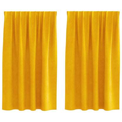 Vorhänge mit Vorhängen 2 pcs Senfgelb 140 x 140 cm Samt
