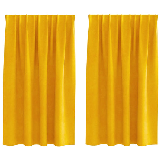 Vorhänge mit Vorhängen 2 pcs Senfgelb 140 x 140 cm Samt