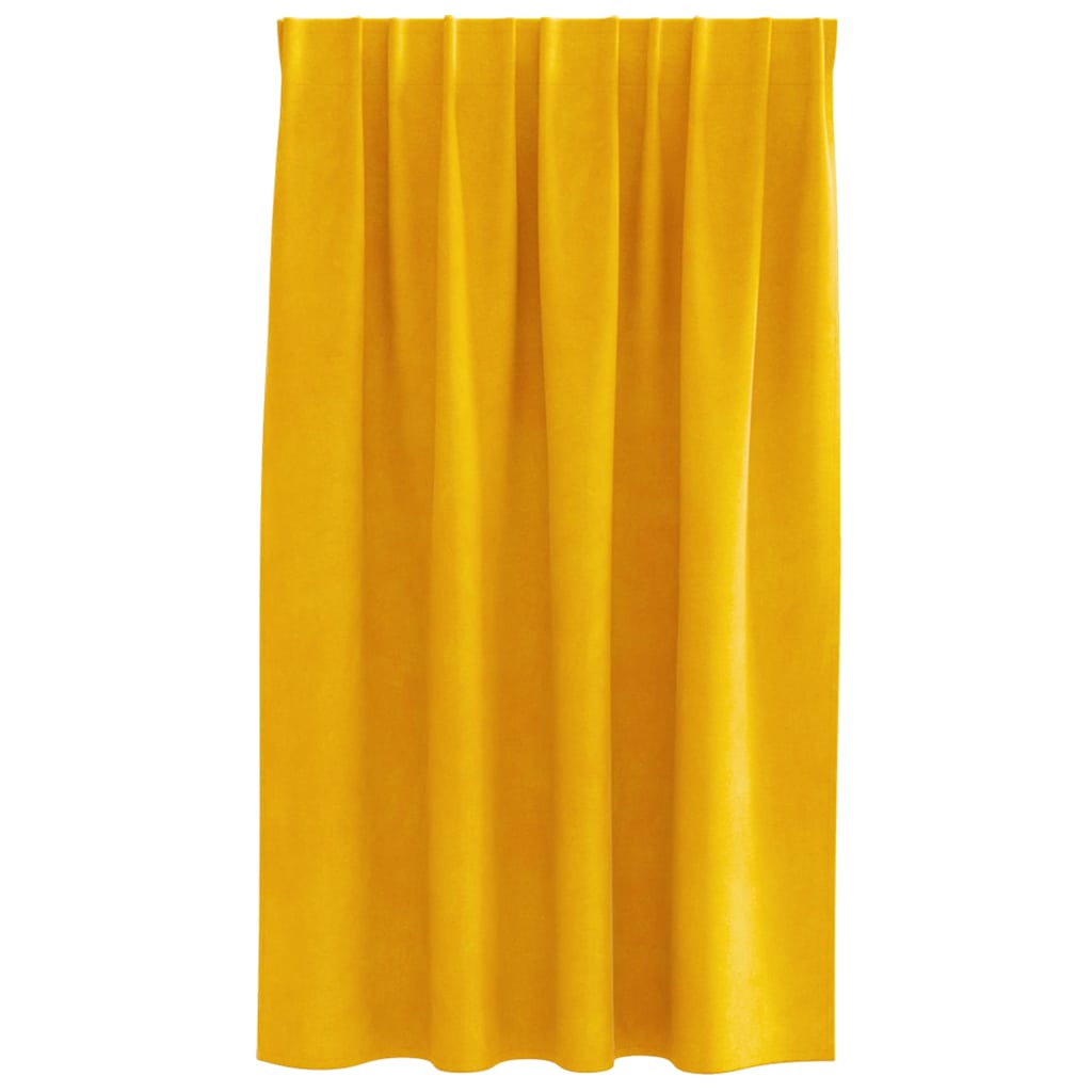 Vorhänge mit Vorhängen 2 pcs Senfgelb 140 x 140 cm Samt