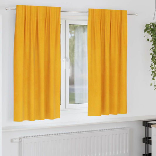 Vorhänge mit Vorhängen 2 pcs Senfgelb 140 x 175 cm Samt