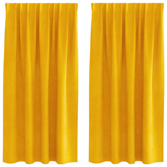 Vorhänge mit Vorhängen 2 pcs Senfgelb 140 x 175 cm Samt