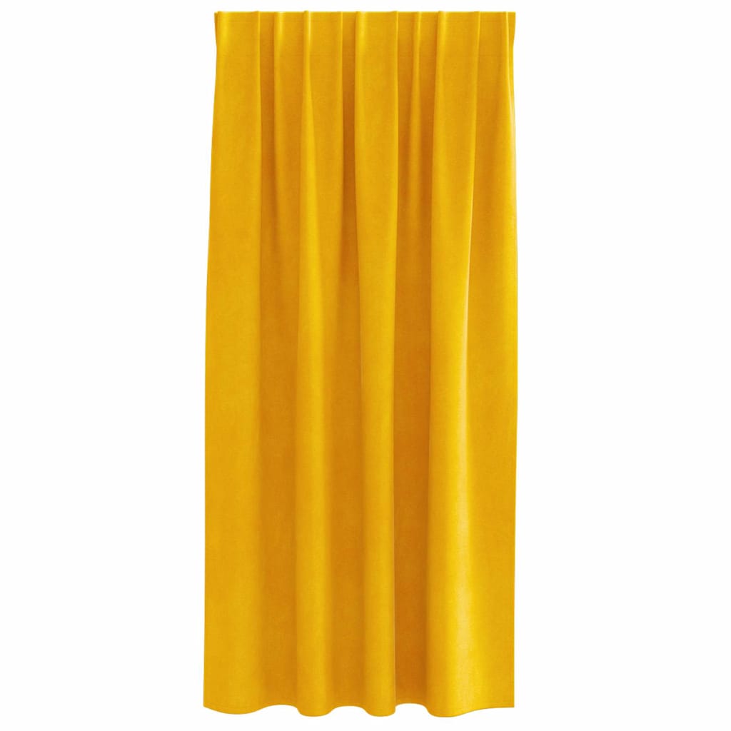 Vorhänge mit Vorhängen 2 pcs Senfgelb 140 x 175 cm Samt