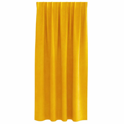 Vorhänge mit Vorhängen 2 pcs Senfgelb 140 x 175 cm Samt