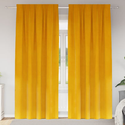 Vorhänge mit Vorhängen 2 pcs Senfgelb 140 x 225 cm Samt