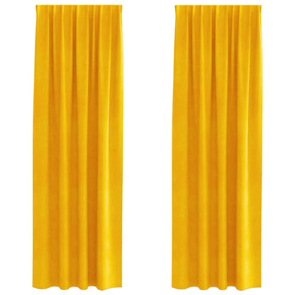 Vorhänge mit Vorhängen 2 pcs Senfgelb 140 x 225 cm Samt