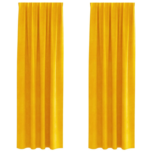 Vorhänge mit Vorhängen 2 pcs Senfgelb 140 x 225 cm Samt