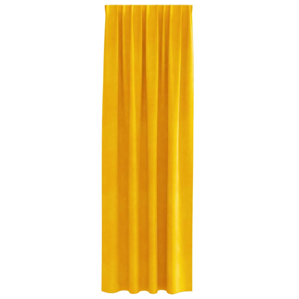Vorhänge mit Vorhängen 2 pcs Senfgelb 140 x 225 cm Samt