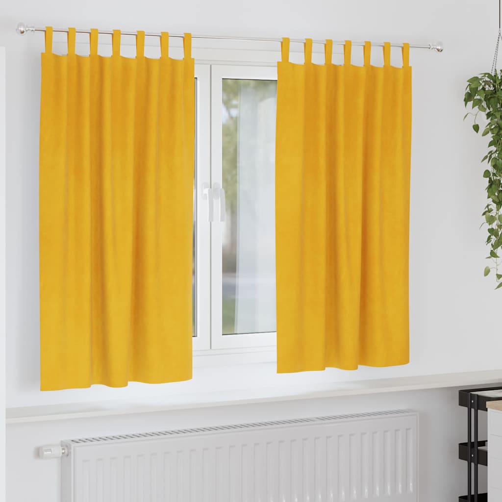 Vorhänge mit Vorhängen 2 pcs Senfgelb 140 x 175 cm Samt
