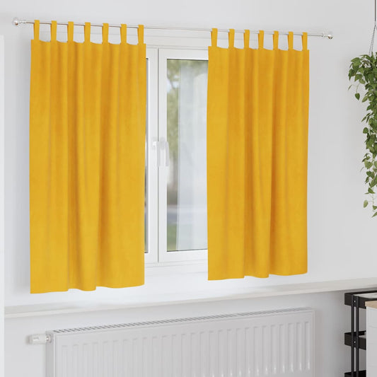 Vorhänge mit Vorhängen 2 pcs Senfgelb 140 x 175 cm Samt