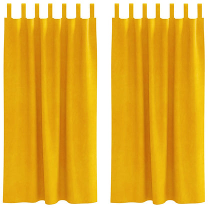 Vorhänge mit Vorhängen 2 pcs Senfgelb 140 x 175 cm Samt