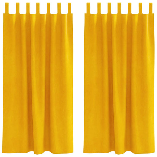 Vorhänge mit Vorhängen 2 pcs Senfgelb 140 x 175 cm Samt