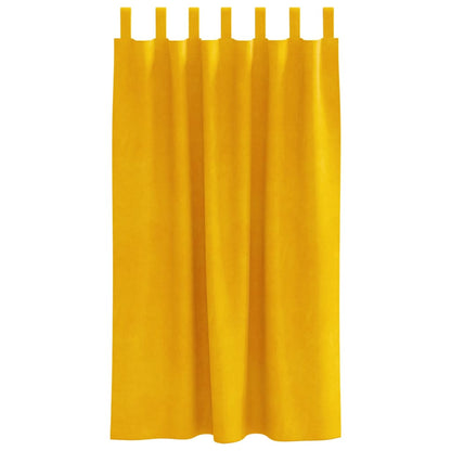 Vorhänge mit Vorhängen 2 pcs Senfgelb 140 x 175 cm Samt