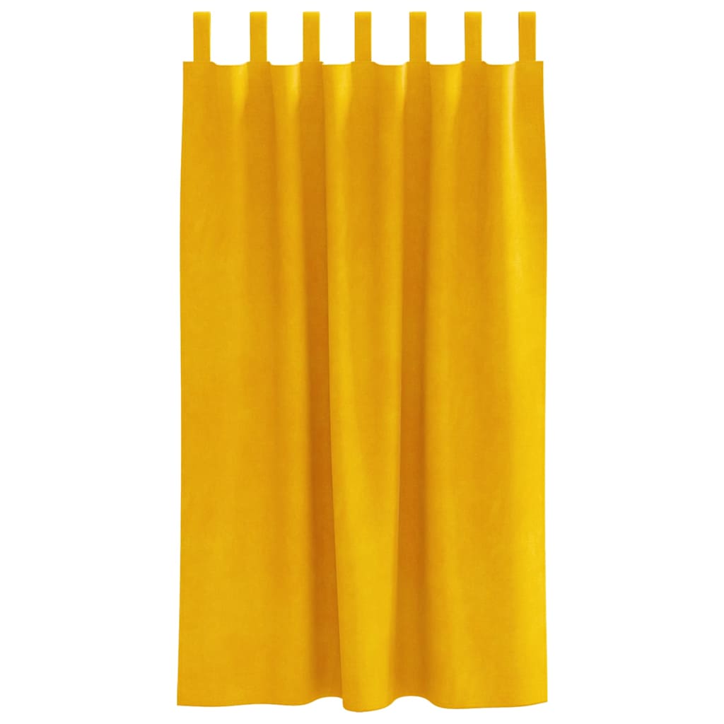 Vorhänge mit Vorhängen 2 pcs Senfgelb 140 x 175 cm Samt