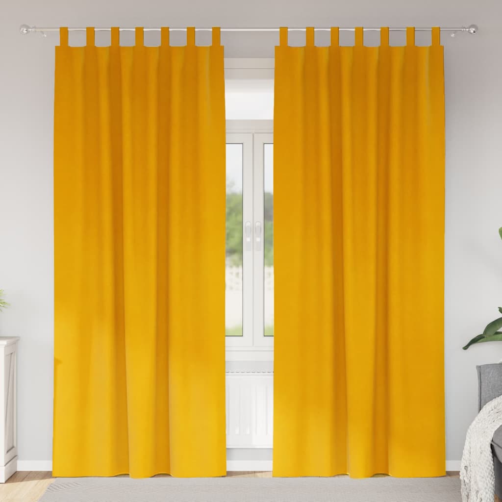 Vorhänge mit Vorhängen 2 pcs Senfgelb 140 x 260 cm Samt