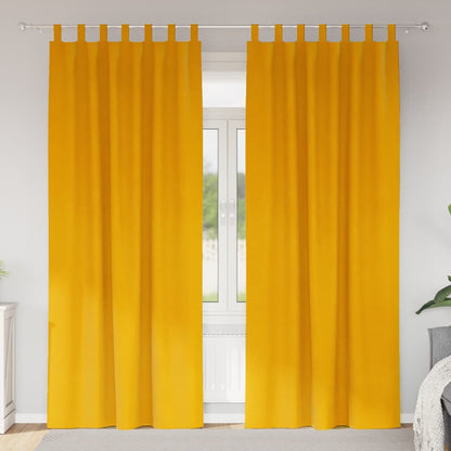 Vorhänge mit Vorhängen 2 pcs Senfgelb 140 x 260 cm Samt