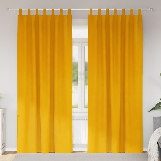 Vorhänge mit Vorhängen 2 pcs Senfgelb 140 x 260 cm Samt