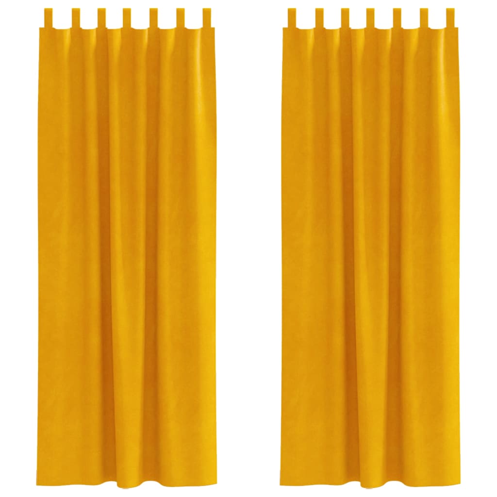 Vorhänge mit Vorhängen 2 pcs Senfgelb 140 x 260 cm Samt