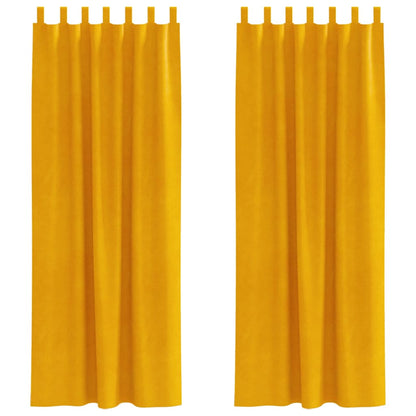 Vorhänge mit Vorhängen 2 pcs Senfgelb 140 x 260 cm Samt