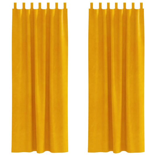 Vorhänge mit Vorhängen 2 pcs Senfgelb 140 x 260 cm Samt