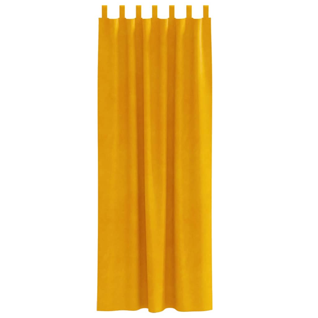 Vorhänge mit Vorhängen 2 pcs Senfgelb 140 x 260 cm Samt