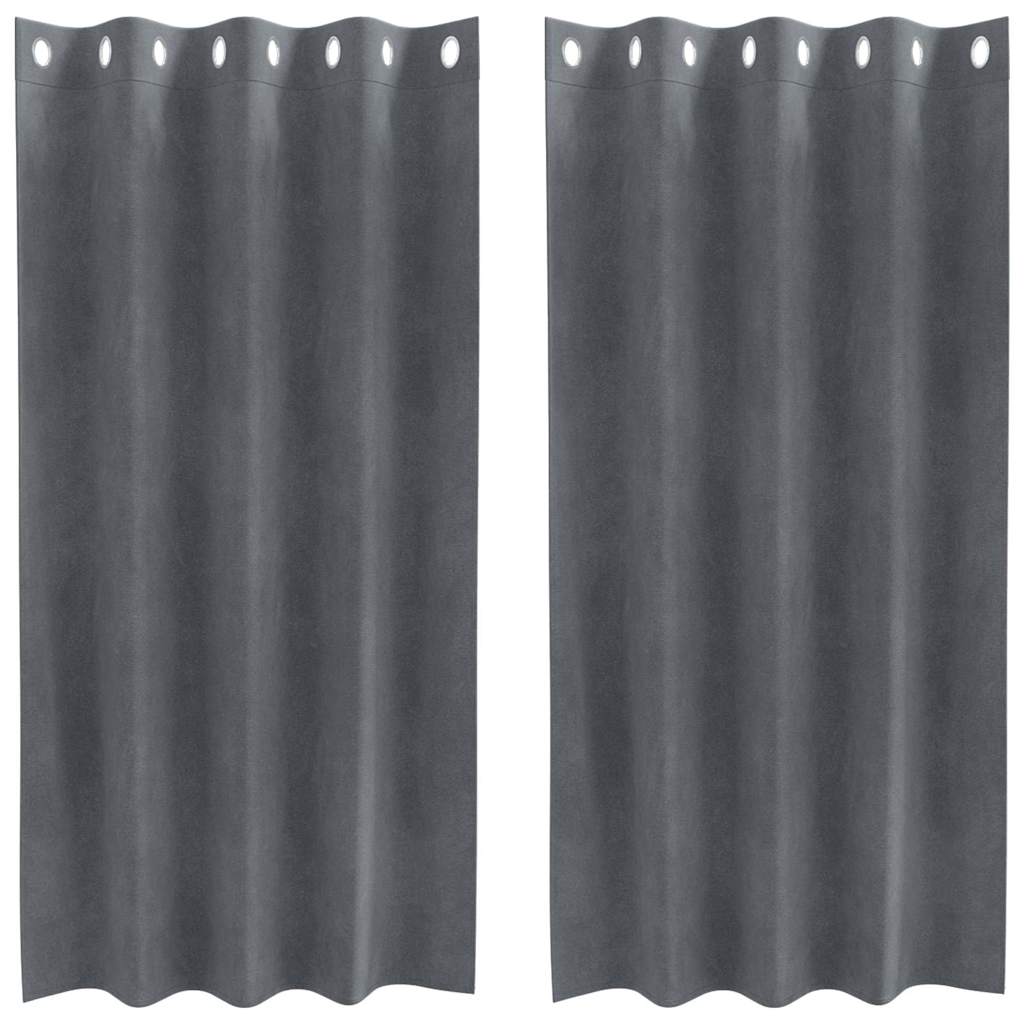 Vorhänge mit Vorhängen 2 pcs Hellgrau 140 x 175 cm Samt