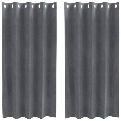 Vorhänge mit Vorhängen 2 pcs Hellgrau 140 x 175 cm Samt