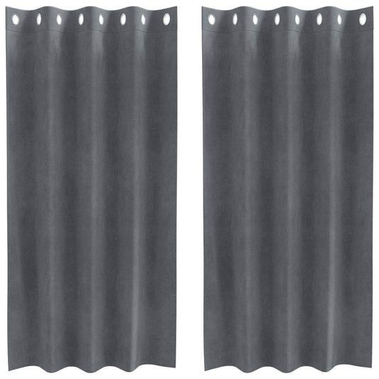Vorhänge mit Vorhängen 2 pcs Hellgrau 140 x 175 cm Samt