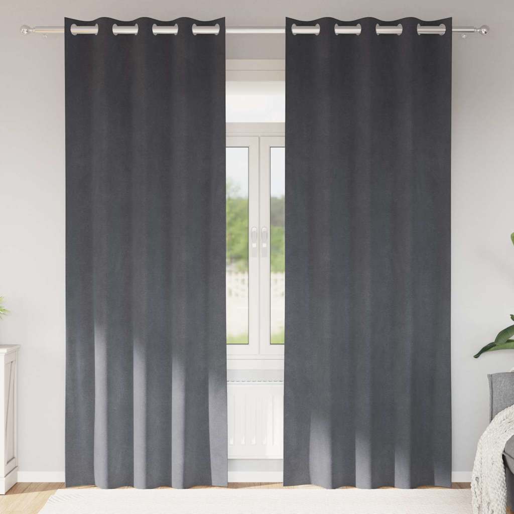 Vorhänge mit Vorhängen 2 pcs Hellgrau 140 x 225 cm Samt