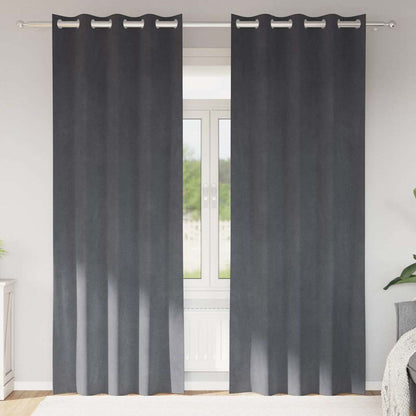 Vorhänge mit Vorhängen 2 pcs Hellgrau 140 x 225 cm Samt