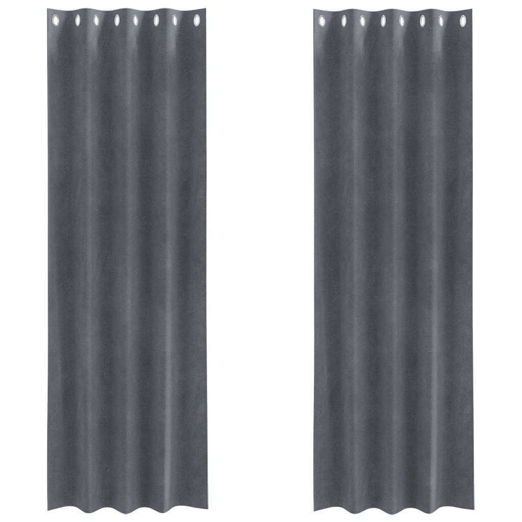 Vorhänge mit Vorhängen 2 pcs Hellgrau 140 x 225 cm Samt