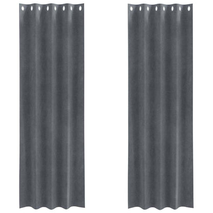 Vorhänge mit Vorhängen 2 pcs Hellgrau 140 x 225 cm Samt