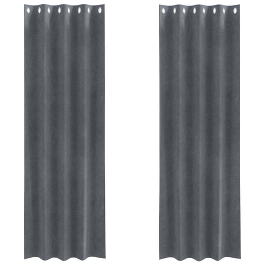 Vorhänge mit Vorhängen 2 pcs Hellgrau 140 x 225 cm Samt