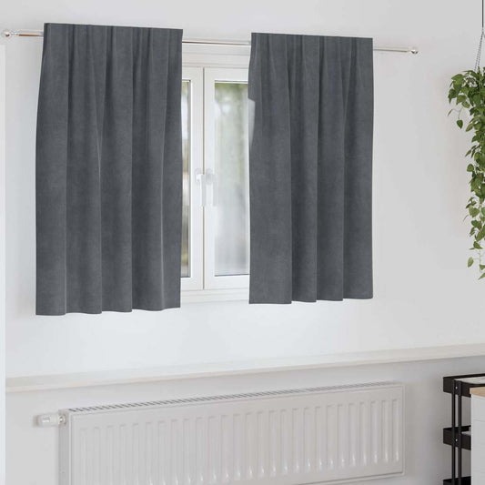 Vorhänge mit Vorhängen 2 pcs Hellgrau 140 x 140 cm Samt