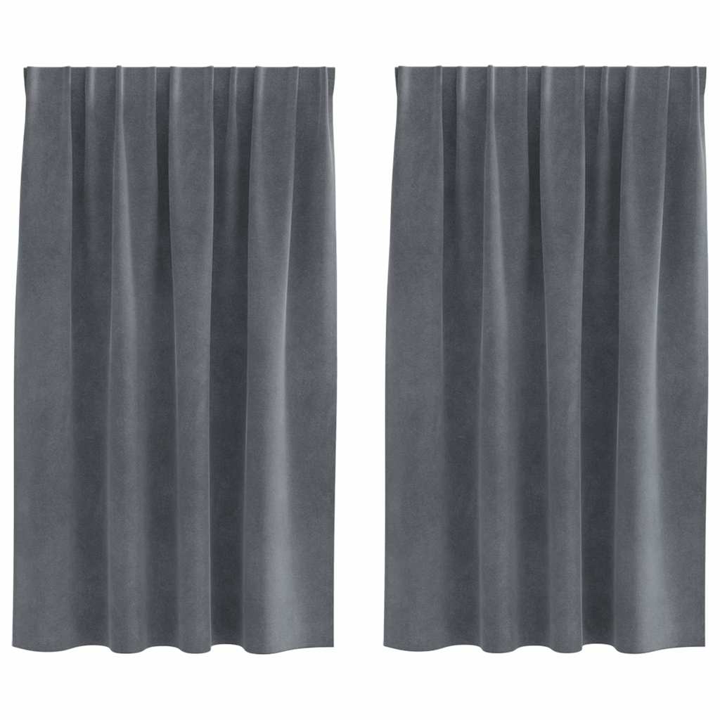 Vorhänge mit Vorhängen 2 pcs Hellgrau 140 x 140 cm Samt
