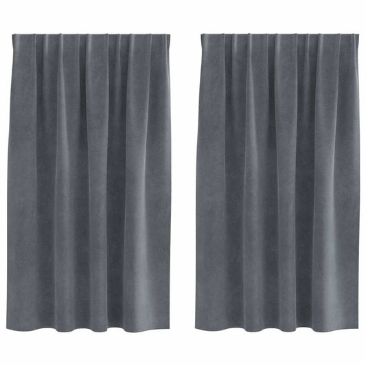 Vorhänge mit Vorhängen 2 pcs Hellgrau 140 x 140 cm Samt
