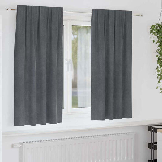 Vorhänge mit Vorhängen 2 pcs Hellgrau 140 x 175 cm Samt