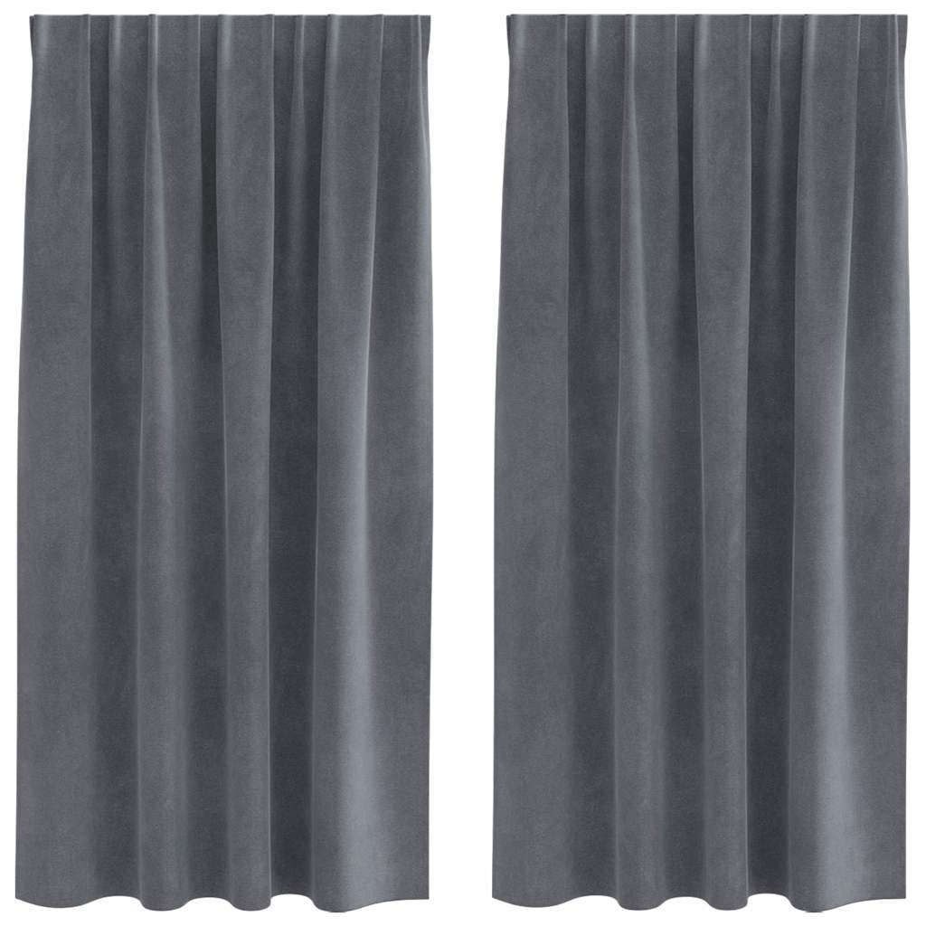 Vorhänge mit Vorhängen 2 pcs Hellgrau 140 x 175 cm Samt