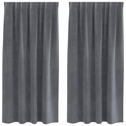Vorhänge mit Vorhängen 2 pcs Hellgrau 140 x 175 cm Samt
