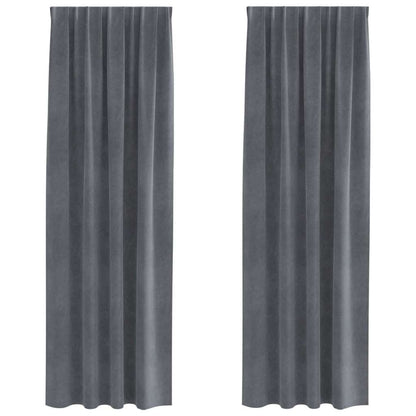 Vorhänge mit Vorhängen 2 pcs Hellgrau 140 x 225 cm Samt