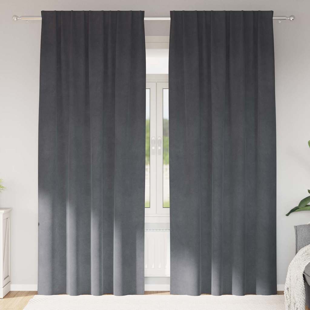 Vorhänge mit Vorhängen 2 pcs Hellgrau 140 x 260 cm Samt