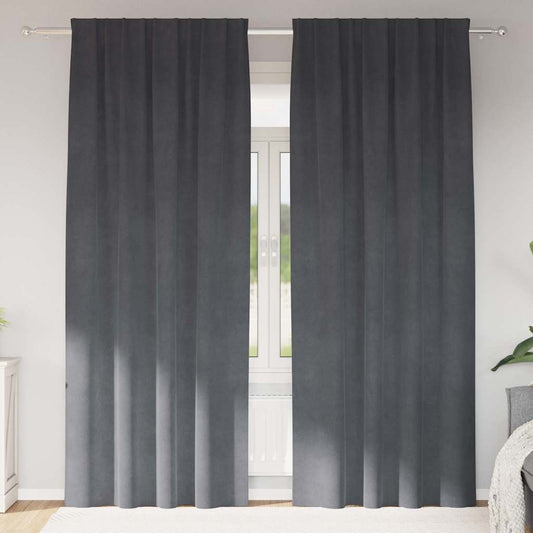 Vorhänge mit Vorhängen 2 pcs Hellgrau 140 x 260 cm Samt