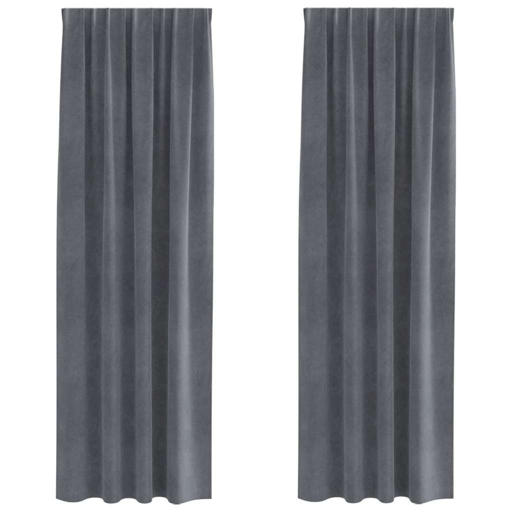 Vorhänge mit Vorhängen 2 pcs Hellgrau 140 x 260 cm Samt