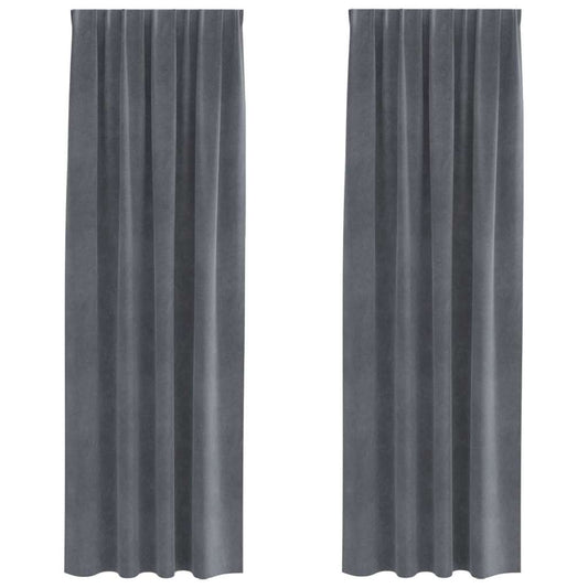 Vorhänge mit Vorhängen 2 pcs Hellgrau 140 x 260 cm Samt