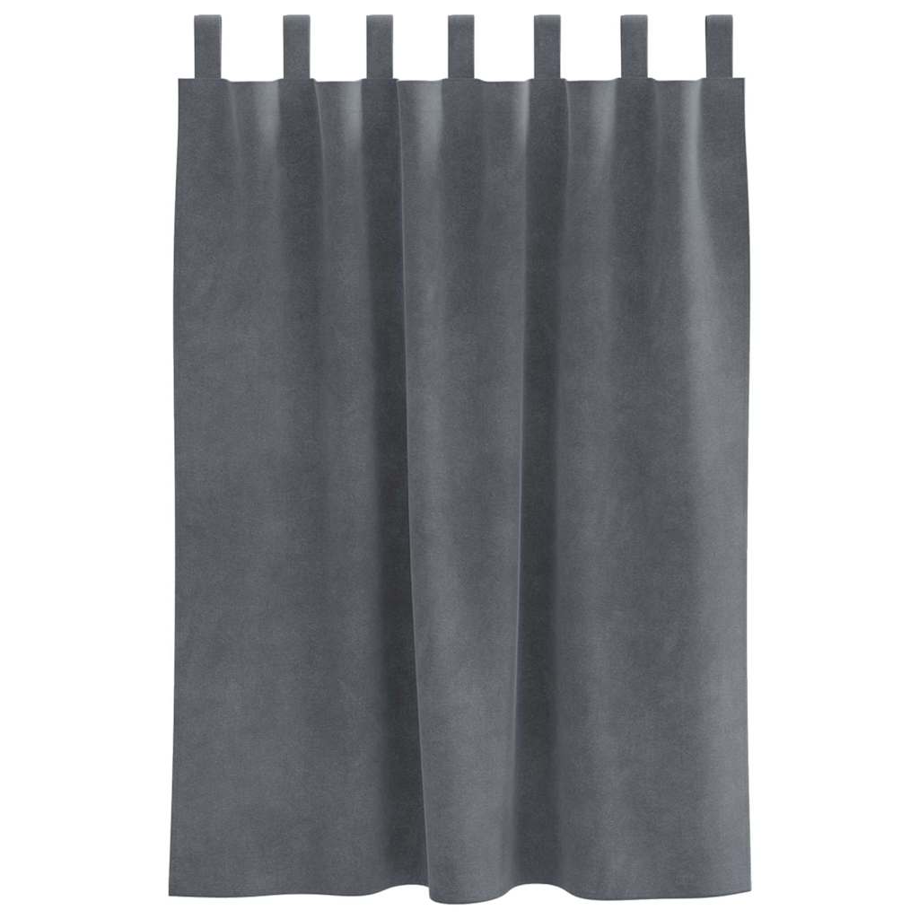 Vorhänge mit Vorhängen 2 pcs Hellgrau 140 x 140 cm Samt