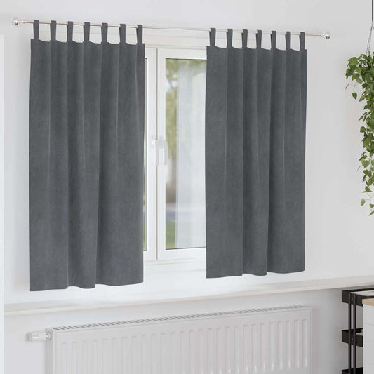Vorhänge mit Vorhängen 2 pcs Hellgrau 140 x 175 cm Samt