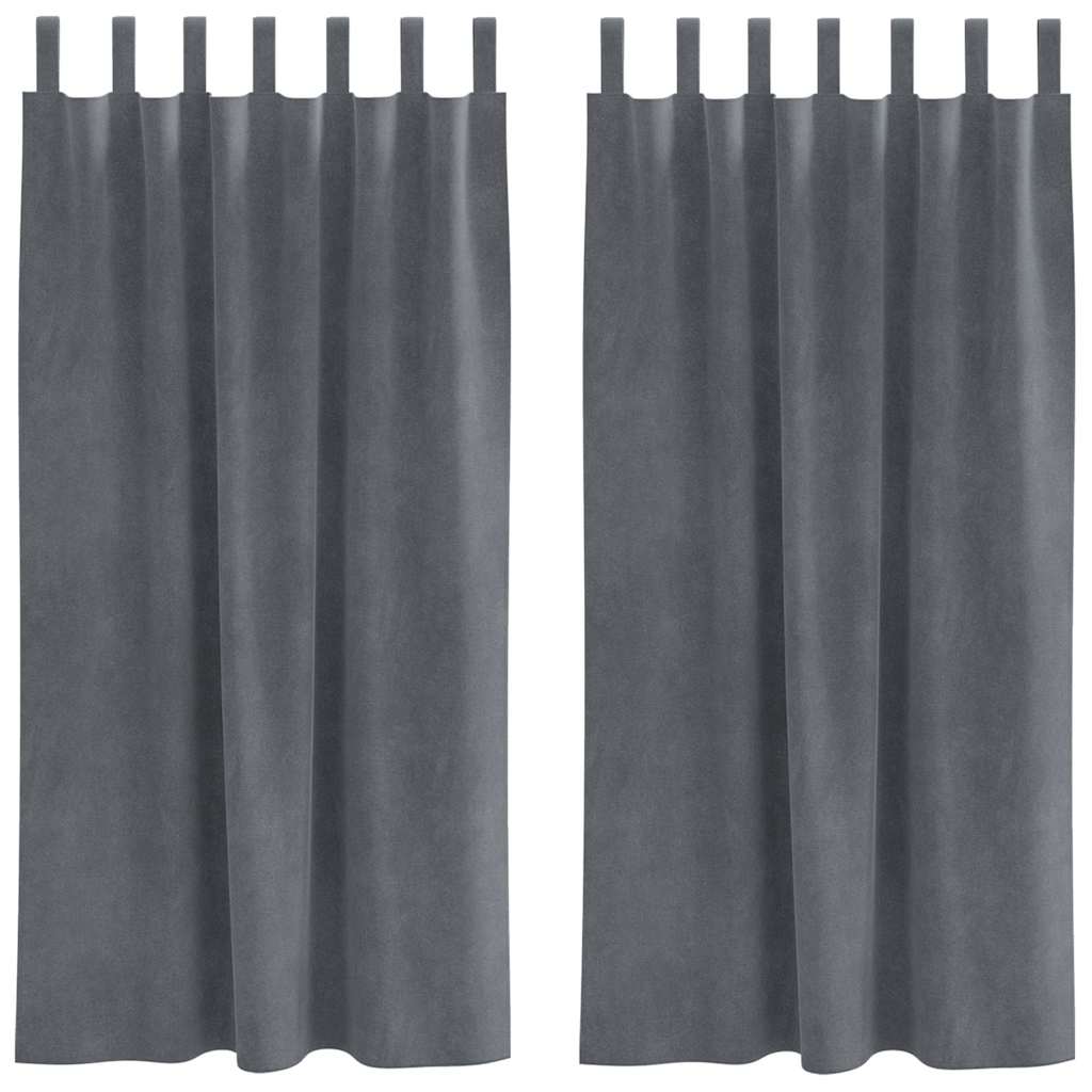 Vorhänge mit Vorhängen 2 pcs Hellgrau 140 x 175 cm Samt