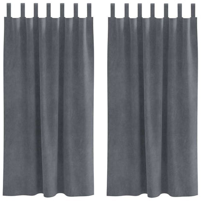Vorhänge mit Vorhängen 2 pcs Hellgrau 140 x 175 cm Samt