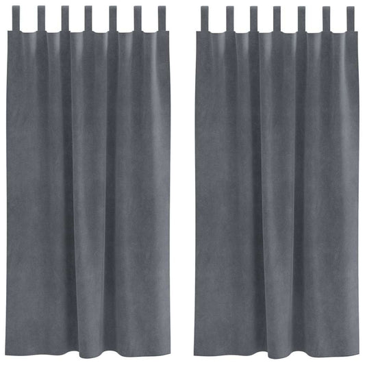 Vorhänge mit Vorhängen 2 pcs Hellgrau 140 x 175 cm Samt