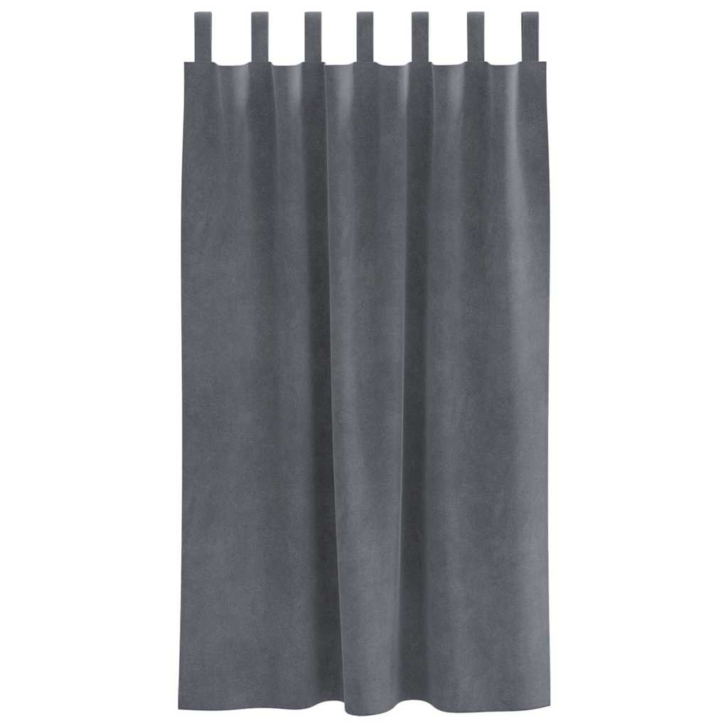 Vorhänge mit Vorhängen 2 pcs Hellgrau 140 x 175 cm Samt